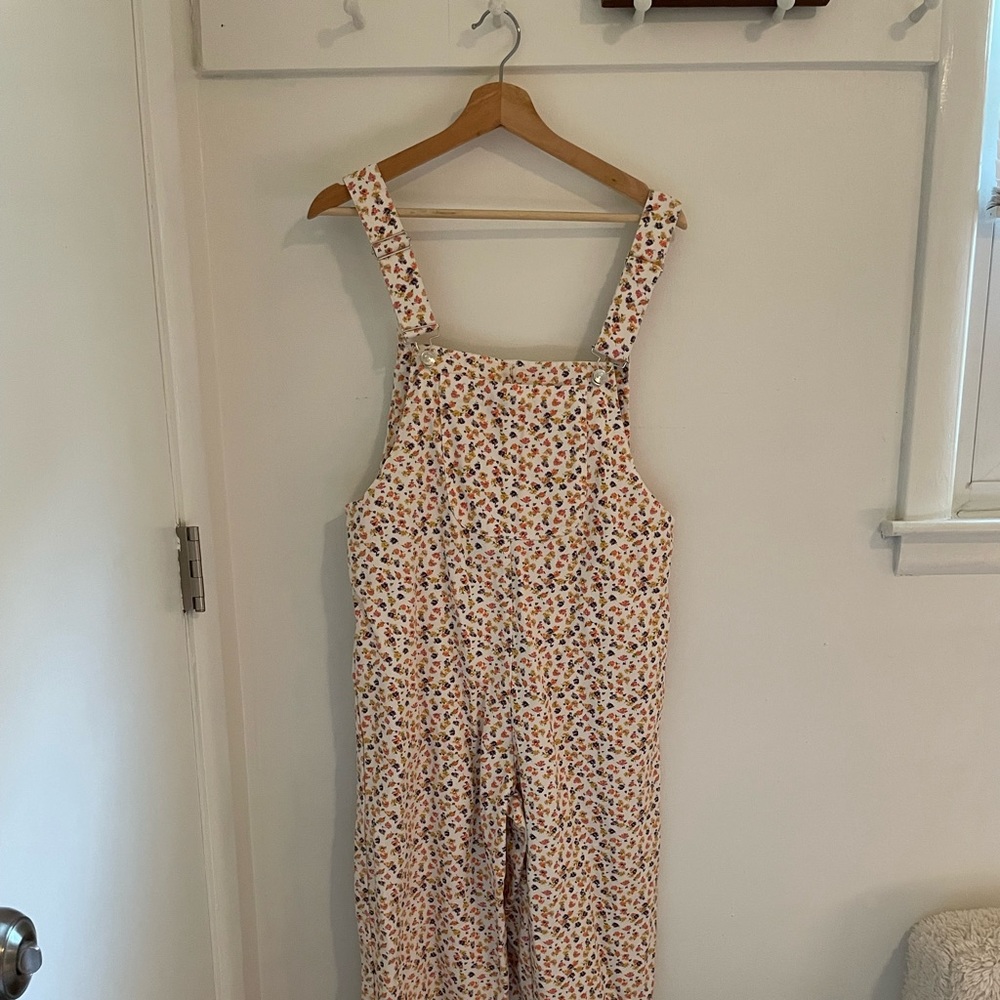 Zara floral overalls.
